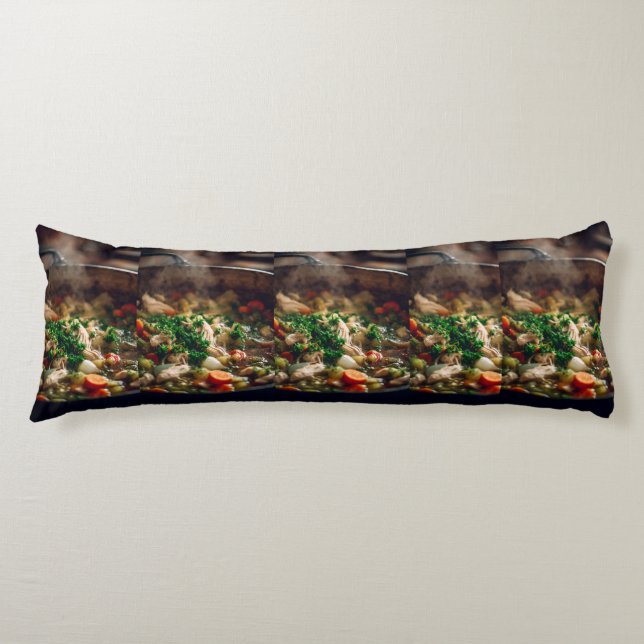 Warm Chicken Soup Steam Art – Rustic Home Cooking  Seitenschläferkissen (Vorderseite)