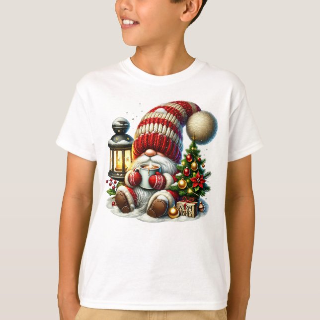 Warm Christmas Gnome Boys T-shirt (Vorderseite)