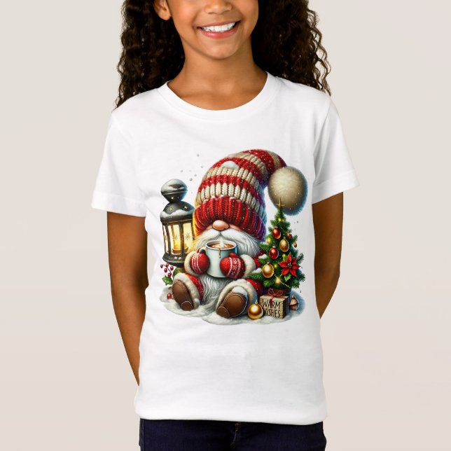 Warm Christmas Gnome Girls T-shirt (Vorderseite)