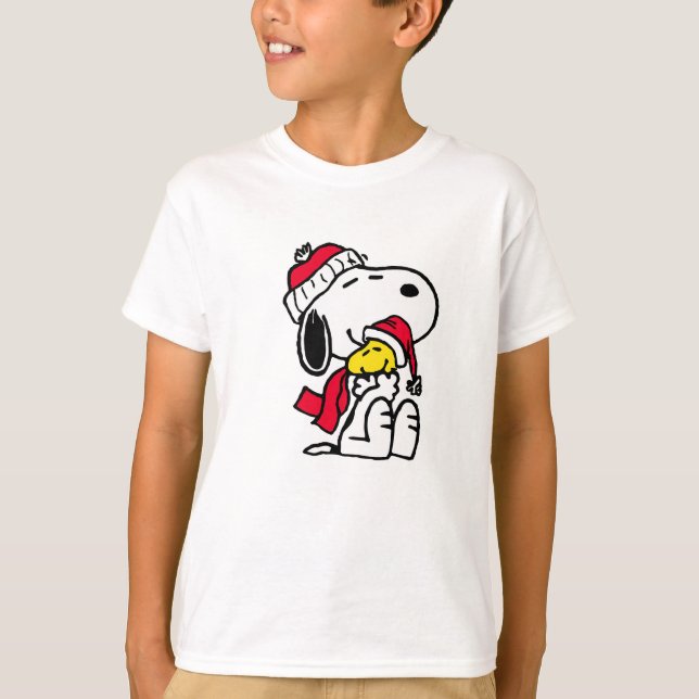 warm christmas with snoopy & woodstock T-Shirt (Vorderseite)