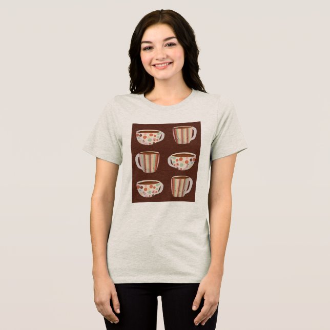 Warm Circle Muster auf Kaffeetassen Tri-Blend Shirt (Vorderseite voll)