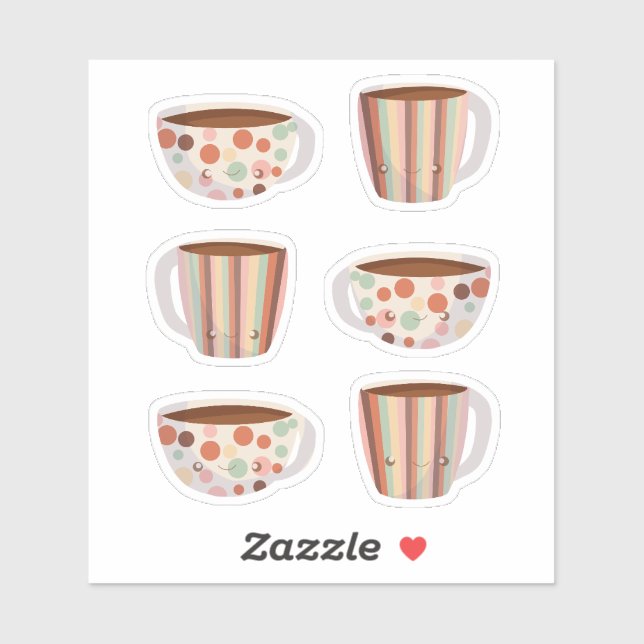 Warm Circle Pattern On Cups Of Coffee Aufkleber (Blatt)