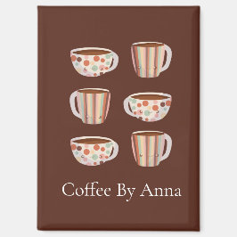 Warm Circle Pattern On Cups Of Coffee Magnet