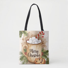 Warm cocoa merry Christmas cookie holly rustic