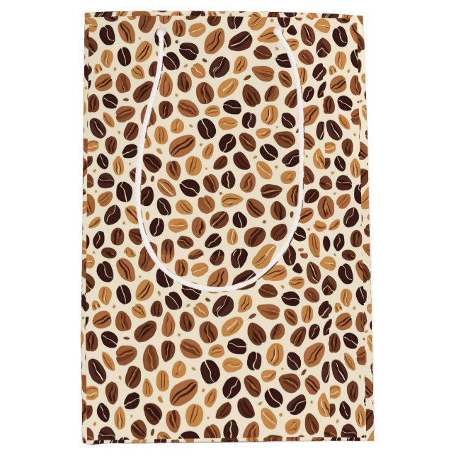 Warm Coffee Bean Roast Tones Seamless Pattern Mittlere Geschenktüte (Vorderseite)
