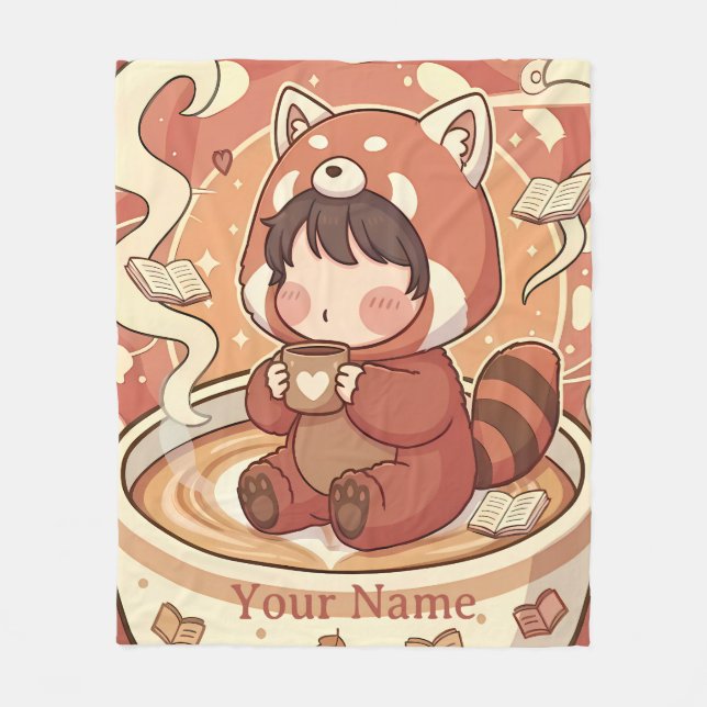 Warm & Cozy Red Panda Brew Fleece-Decke Fleecedecke (Vorderseite)