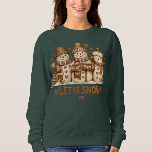 Warm & Cozy Vintage Snowmen Let It Snow Sweatshirt (Vorderseite)