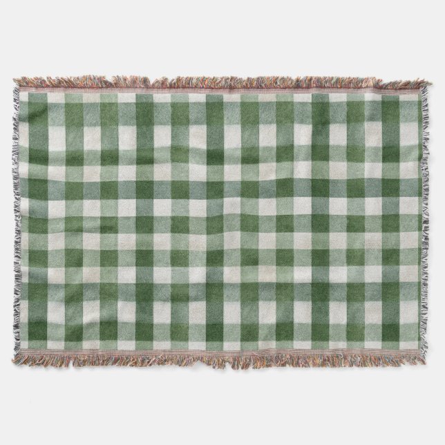 Warm Cream Green Plaid Stripes Christmas Decke (Vorderseite)