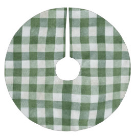 Warm Cream Green Plaid Stripes Christmas   Polyester Weihnachtsbaumdecke