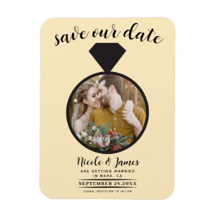 Warm Custard Wedding Ring Foto Save the Date Magnet
