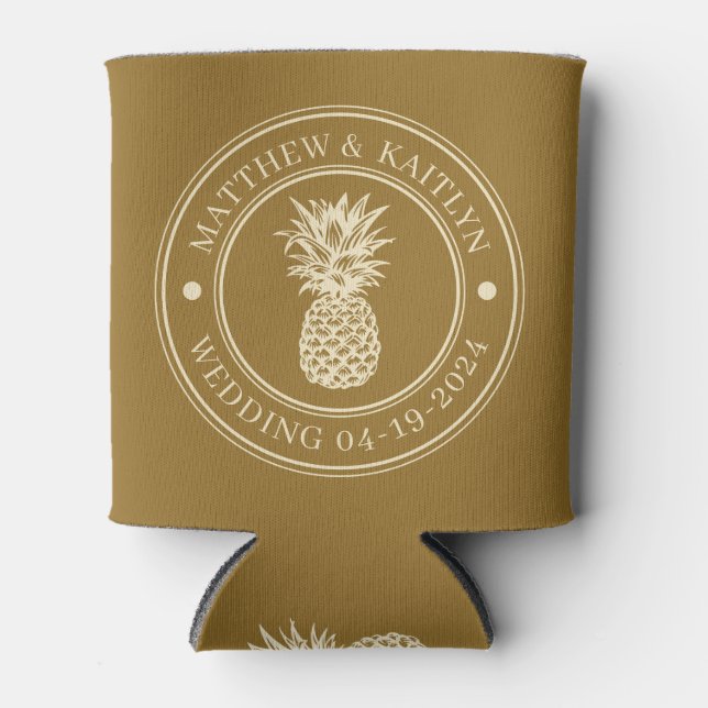 Warm Desert Pineapple Wedding Crest & Names Dosenkühler (Vorderseite)