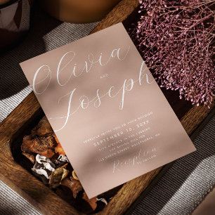 Warm Dusty Peach Wedding Eleganter Foto- und QR- Einladung