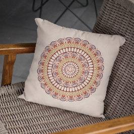 Warm Earth Tones Lotus Henna Mandala Kissen