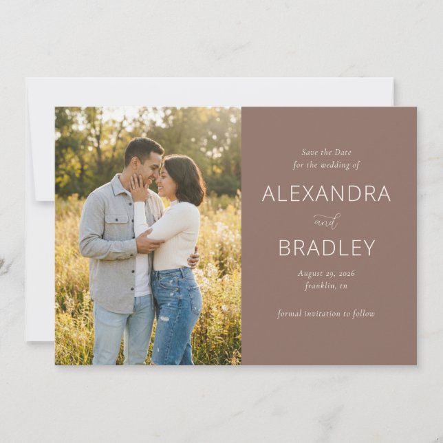 Warm Earthy Rustic Photo Save The Date (Vorderseite)