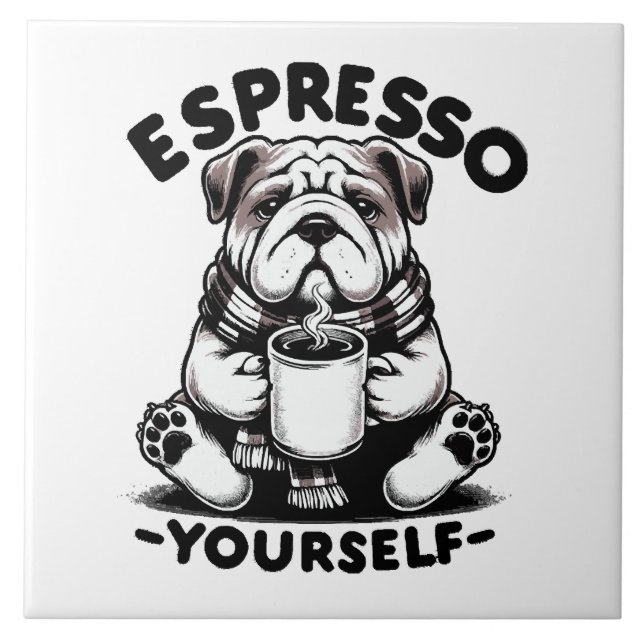 Warm Espresso Bulldog Fliese (Vorderseite)