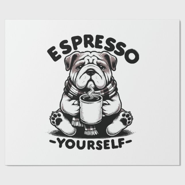 Warm Espresso Bulldog Geschenkpapier (Flach)