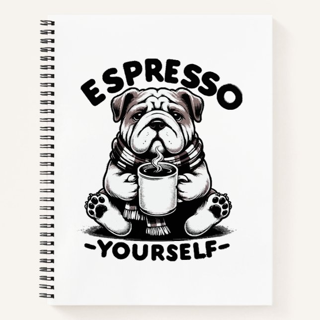 Warm Espresso Bulldog Notizbuch (Vorderseite)