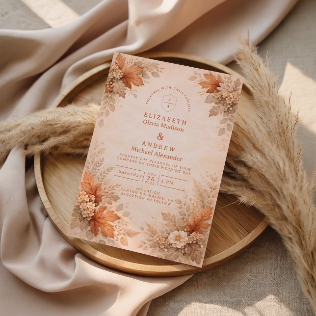 Warm Floral Fall Wedding Einladung (Von Creator hochgeladen)