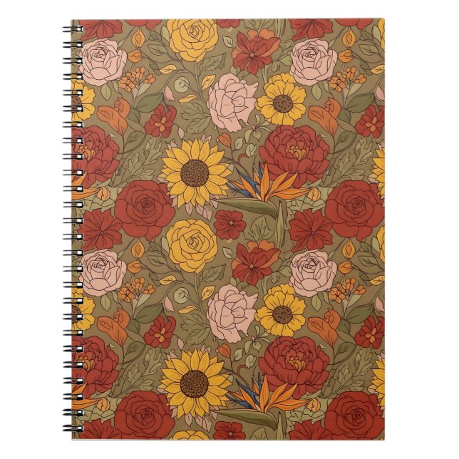 Warm Floral Patterned Notebook Notizblock (Vorderseite)
