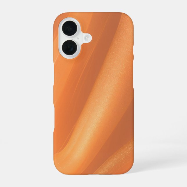 Warm Flowing Orange Abstract Marble Phone Case iPhone 16 Hülle (Rückseite)