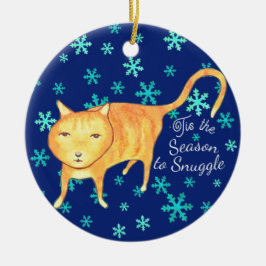 Warm Fuzzies & Winter Flurries Christmas Cat Keramik Ornament