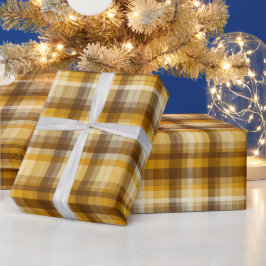 Warm Gelb Braun Herbst Karo Honig Karomuster Geschenkpapier