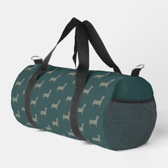 Warm Gold Gradient Paw Print Dog Silhouette Fabric Duffle Bag (Rechte Ecke)