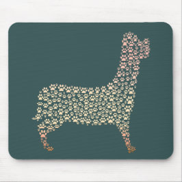 Warm Gold Gradient Paw Print Dog Silhouette Fabric Mousepad