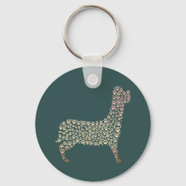 Warm Gold Gradient Paw Print Dog Silhouette Fabric Schlüsselanhänger