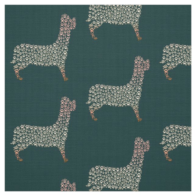 Warm Gold Gradient Paw Print Dog Silhouette Fabric Stoff (Muster)