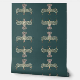 Warm Gold Gradient Paw Print Dog Silhouette Fabric Tapete