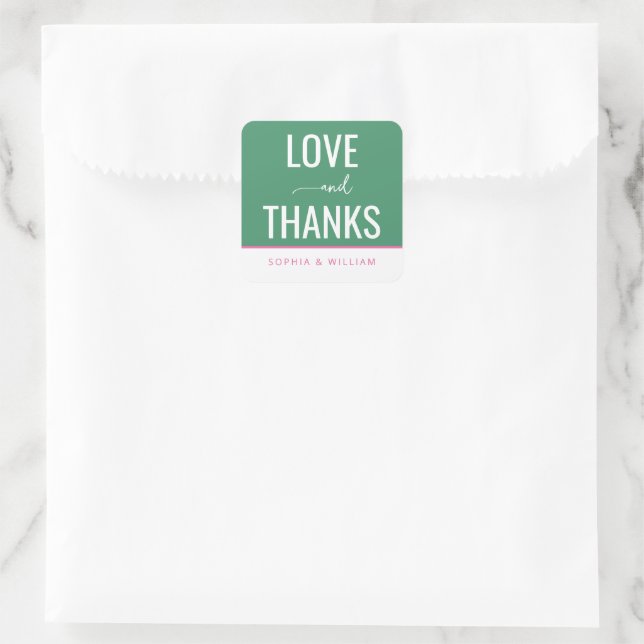 Warm Green Typographic Greeting Quadratischer Aufkleber (Tasche)