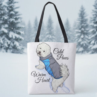 Warm Heart Snow Bichon Tote