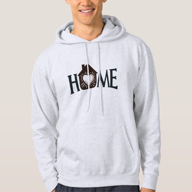 Warm Herz Zuhause Typografie House Shaped 'O' Desi Hoodie (Vorderseite)