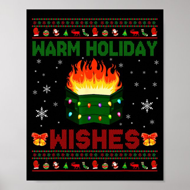 Warm Holiday Wishes Christmas Lights Sweater Dumps Poster (Vorne)