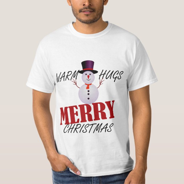 Warm Hugs Frohe Weihnachten T-Shirt (Vorderseite)