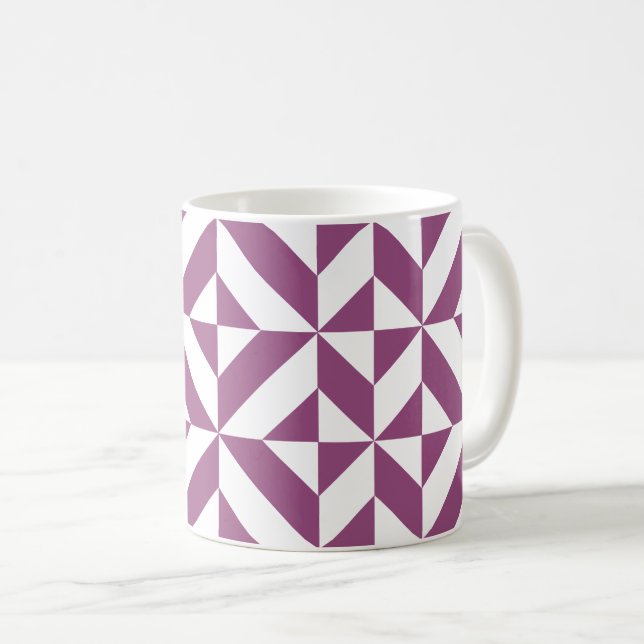 Warm Lila geometrischer Deko Cube Kaffeetasse (VorderseiteRechts)