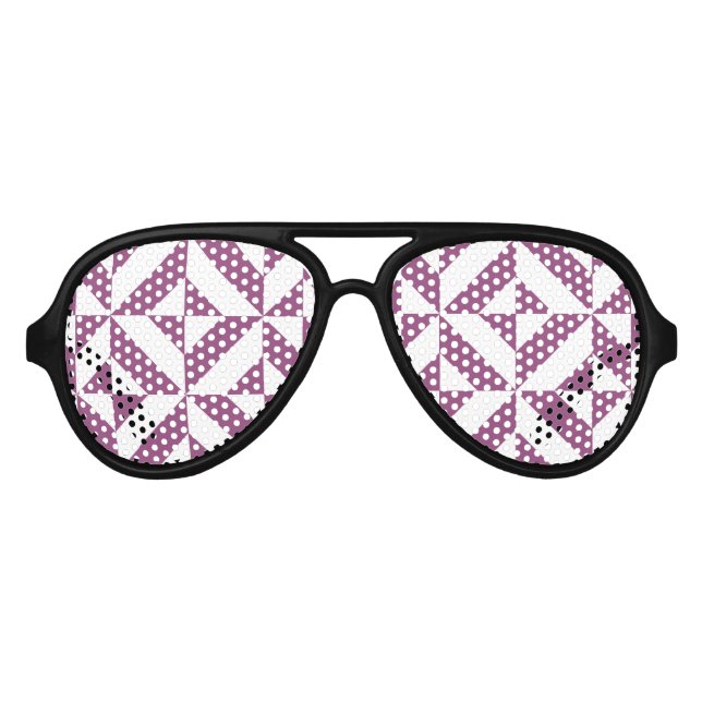 Warm Lila geometrischer Deko Cube Partybrille (Vorderseite)