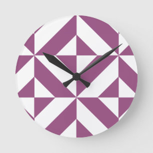 Warm Lila geometrischer Deko Cube Runde Wanduhr