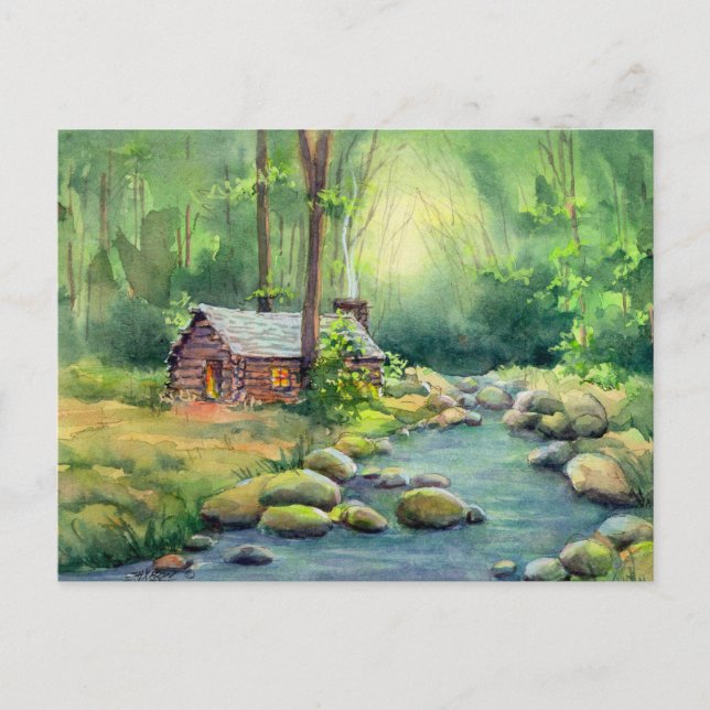 WARM LOG CABIN VON SHARON SHARPE POSTKARTE (Vorderseite)