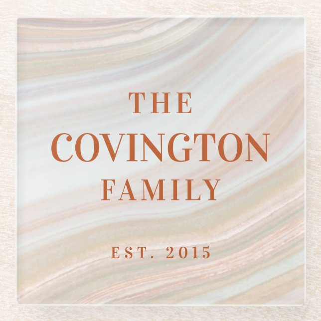 Warm Marble Geode Glasuntersetzer (Vorderseite)