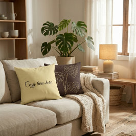 Warm Minimalist Botanical Throw Pillow - 90s Retro Kissen