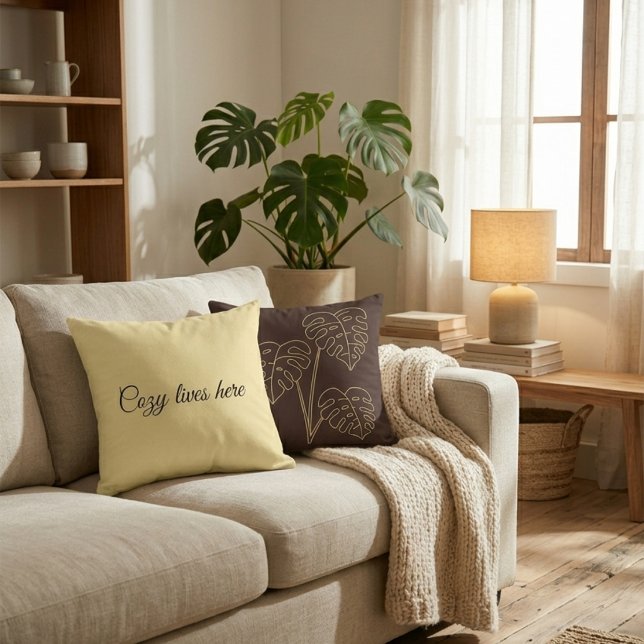 Warm Minimalist Botanical Throw Pillow - 90s Retro Kissen (Von Creator hochgeladen)