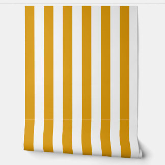 Warm Mustard Yellow and White Stripes Wallpaper Tapete