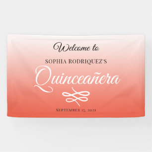 Warm Orange Quinceañera 15. Geburtstag Willkommen Banner