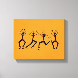 Warm Orange Silhouette Happiness Party Dancers Leinwanddruck