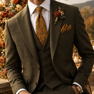 Warm Orange Vintage Paisley-Muster Krawatte