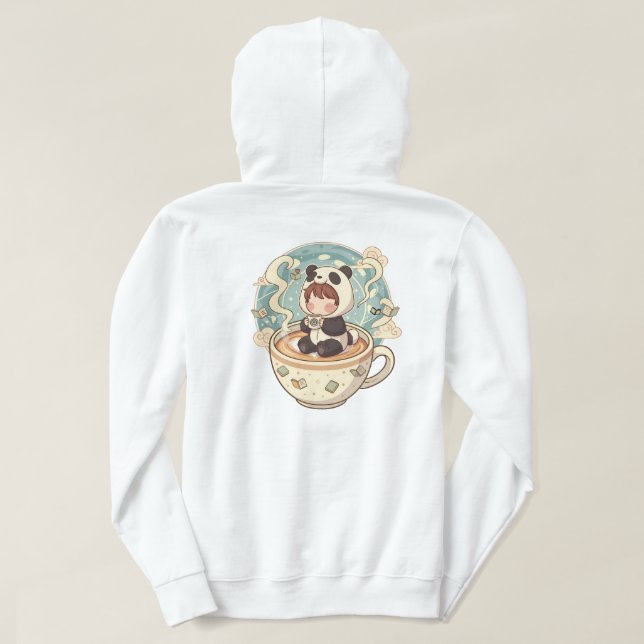 Warm Panda Coffee Cup Graphic Hoodie (Design Rückseite)