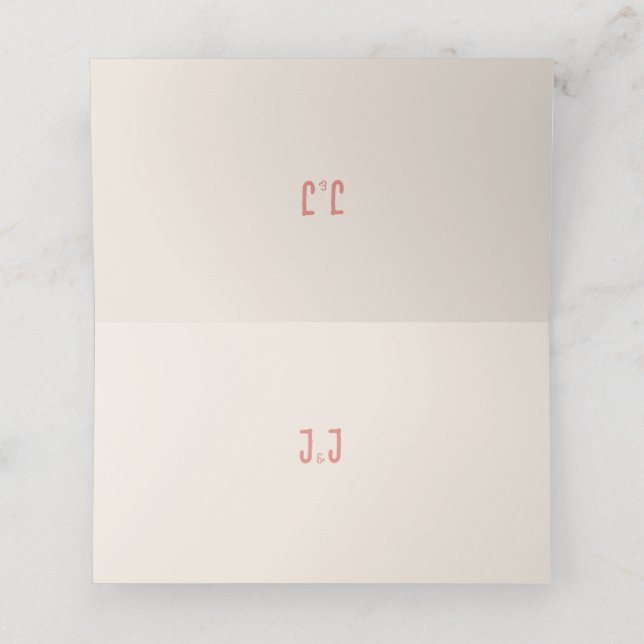 Warm Pink Bird Song Hochzeit Platzkarte (Innenseite Aufgefaltet)