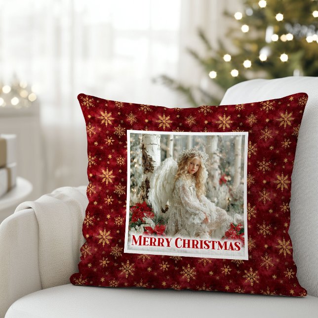 Warm Red and Gold Angel Victorian Christmas Pillow Kissen (Warm Red and Gold Angel Victorian Christmas Pillow)